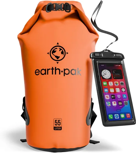 Miniatura 23 de Earth Pak Bolsa Seca Impermeable - Mochila Impermeable de Cierre Enrollable Superior Mantiene el Equipo Seco para Kayak con Funda Impermeable