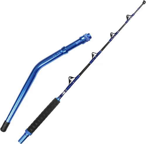 Miniatura 8 de Fiblink 2-Piece Saltwater Offshore Heavy Bent/Straight Butt Trolling Rod Fishing Roller Rod Conventional Boat Deep Sea Fishing Pole