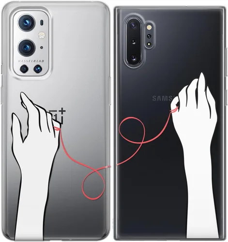 Miniatura 7 de Fundas a juego para parejas compatibles con iPhone 15 14 13 Pro Max 12 Mini 11 Xs 6s 8 Plus 7 Xr 10 SE X 5 Lindas nuevas manos rojas Cadena del Hilo