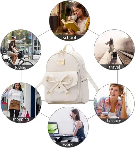 Miniatura 4 de Bonita mochila de piel con lazo para mujer