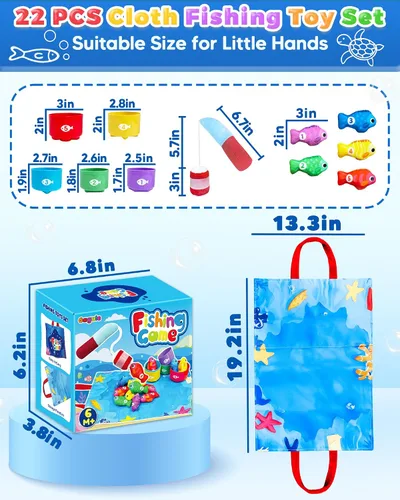 Miniatura 6 de Juguetes Montessori para niños de 1 año, juego de pesca para niños pequeños con tazas apilables, juguetes educativos de aprendizaje para regalos
