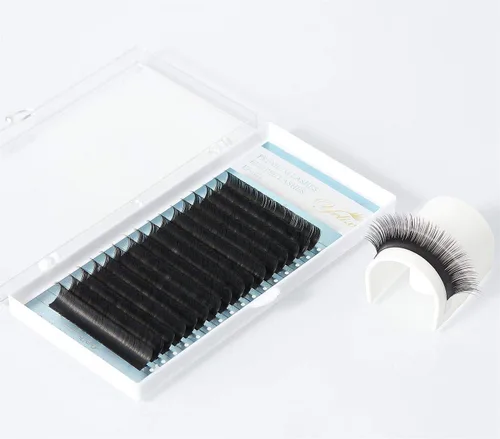Miniatura 3 de Yelix Pestañas planas súper suaves de alta calidad, color negro mate, extensión de pestañas individuales, 0.006 in de grosor, rizo B, 0.315 in