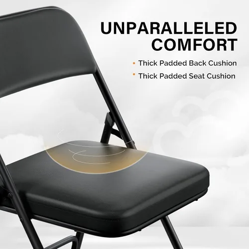 Miniatura 5 de VINGLI Sillas plegables acolchadas con cojín de asiento grueso, portátiles, duraderas y extra cómodas, sillas plegables para eventos en interiores