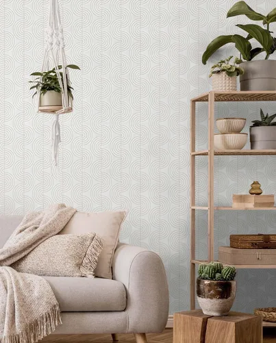 Miniatura 8 de NextWall Papel pintado Zen Geometric Peel and Vinyl Stick (Lunar Rock & Metallic Pearl) - Uno