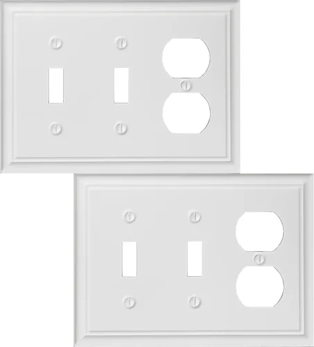 Miniatura 19 de OKAWYC Cubierta de Interruptor de Luz Triple Toggle Luca Placa de Pared Metálica, Paquete de 2 Blanco 3 Gang, Cubierta de Interruptor de Luz Placa