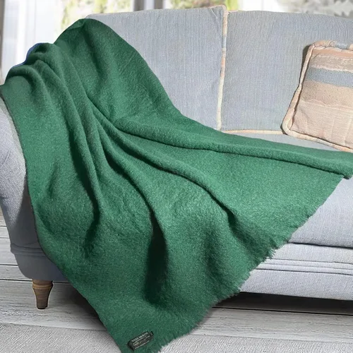 Miniatura 14 de Biddy Murphy Manta ultrasuave de mohair irlandés y lana, hecha en Irlanda, 54 x 72 pulgadas, multicolor a cuadros Cuadros multicolor apagados