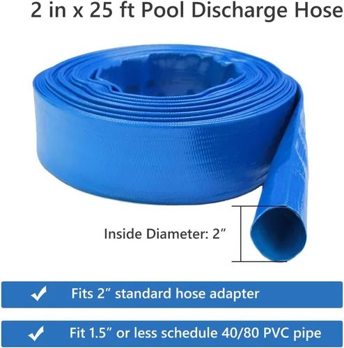 Miniatura 4 de Eastrans Manguera de retrolavado de piscina de 2 pulgadas x 25 pies, manguera de descarga plana resistente, resistente a la intemperie y a las Azul