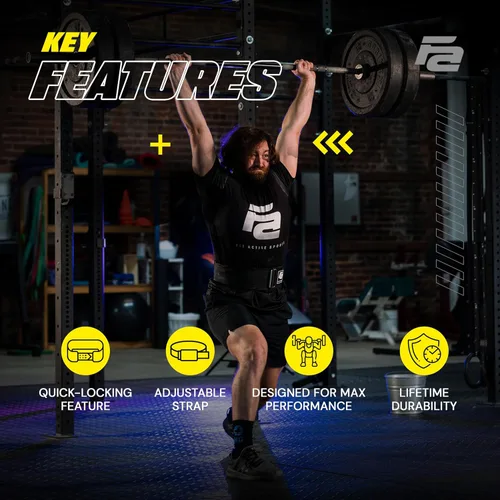 Miniatura 4 de Fit Active Sports Cinturón de levantamiento de pesas autobloqueante Cinturón de levantamiento de pesas premium para entrenamiento cruzado, Negro