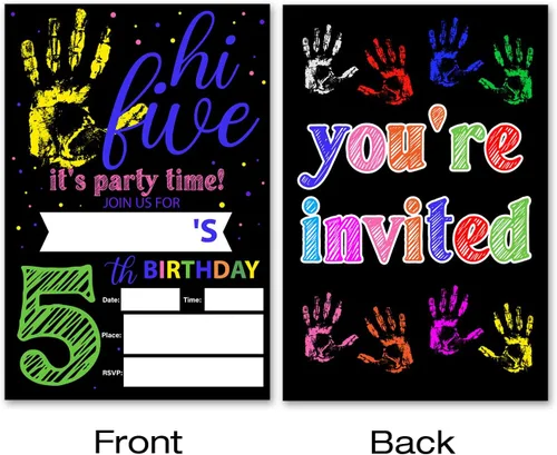 Miniatura 2 de VAHATAN Hola Cinco Invitaciones para fiesta de 5º cumpleaños, 20 paquetes, invitaciones de cumpleaños de 5 años con sobres, tarjetas de invitación