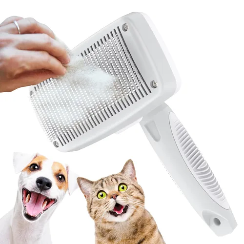 Cepillo deslizante autolimpiante para perros y gatos, peines de aseo para perros de pelo corto y largo, gatos, conejos y más, elimina suavemente la