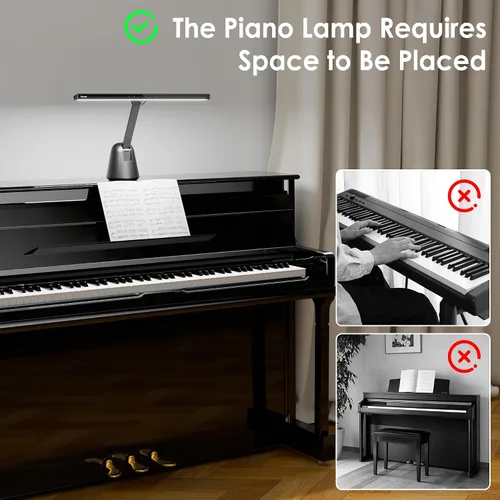 Miniatura 8 de Quntis Luz de piano de iluminación ultra ancha de 55 pulgadas, lámpara de piano profesional LED de 12W para el cuidado de los ojos con atenuación