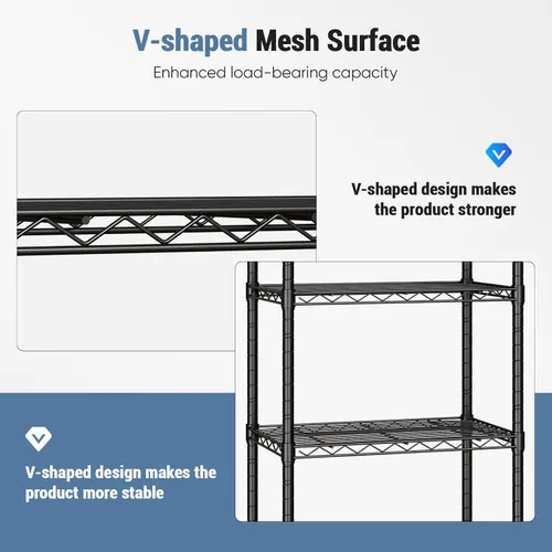 Miniatura 6 de DUMOS Estantería de metal de 4 niveles, estantes resistentes, estantería de alambre con ruedas extraíbles, organizador de estantes para baño