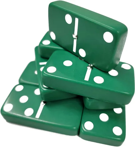 Miniatura 4 de Marion Dominó Doble Seis 6 Azulejos Verdes Tamaño Jumbo de Torneo Profesional con Giradores en Elegante Bolsa de Terciopelo Negro