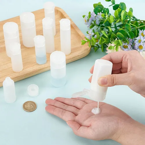 Miniatura 3 de BENECREAT 10 botellas de 12 ml/18 ml/30 ml de plástico para artículos de aseo de viaje, botellas con tapa abatible, recipientes de muestra