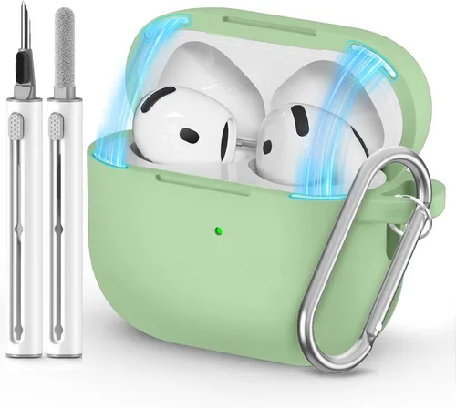 Miniatura 11 de Ljusmicker – Funda para AirPods 4 (2024) con cierre magnético en la tapa y juego de limpieza, funda protectora de silicona suave para Apple AirPods