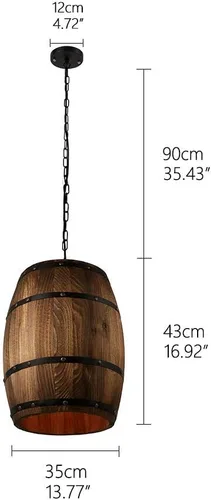 Miniatura 7 de Lámpara colgante de barril de vino de madera antigua, diseño rústico, para cocina y bar, accesorios de iluminación de techo