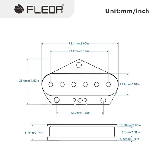 Miniatura 2 de FLEOR Alnico 5 Black TL Bridge Pickup para guitarra eléctrica estilo TL Pieza Negro