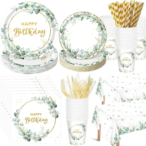 Miniatura 9 de Potchen 452 piezas temáticas de suministros de fiesta para 50 invitados, platos de papel, servilletas, vasos, manteles, cubiertos y pajitas