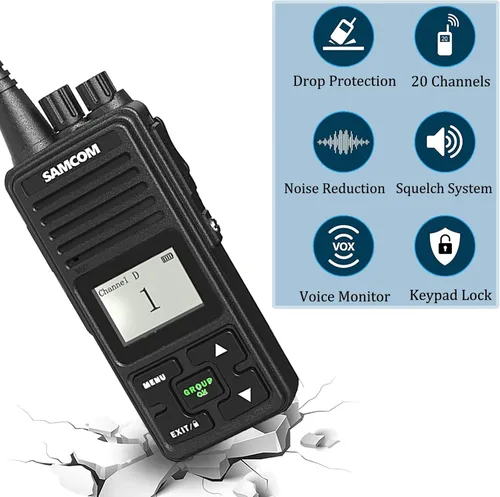 Miniatura 4 de SAMCOM FPCN10A Radios bidireccionales de largo alcance, 3000 mAh recargables de larga espera Walkie Talkies para adultos, radios comerciales