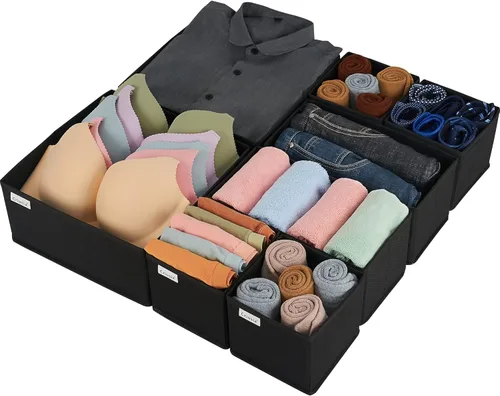 Miniatura 13 de Criusia Organizador de cajones de ropa, paquete de 8 organizadores de cajones de ropa interior, organizadores plegables de armario y divisores