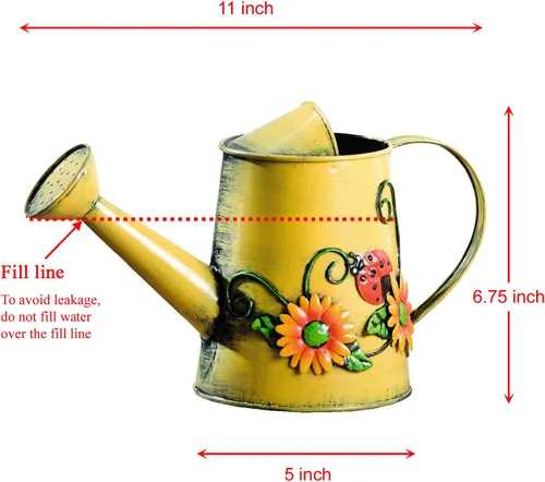 Miniatura 3 de Westcharm Florero decorativo de metal pequeño de 1 litro con girasol y mariquita para plantas de interior y exterior, decoración del hogar