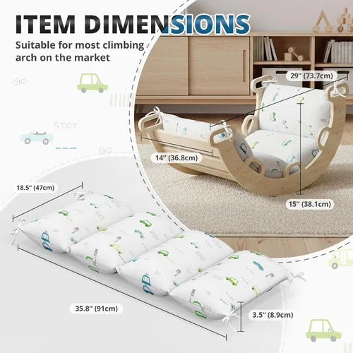 Miniatura 2 de BlueWood Cojín para arco de escalada, almohada suave y antideslizante de filosofía Montessori para niños, cojín Pikler para leer, jugar