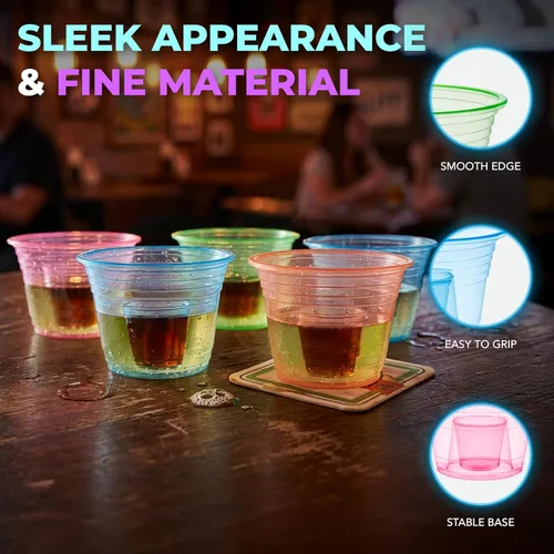 Miniatura 5 de Party Essentials Jager Blaster - Vasos de plástico suave, 3 onzas, 50 unidades, neón surtidos Variado neón