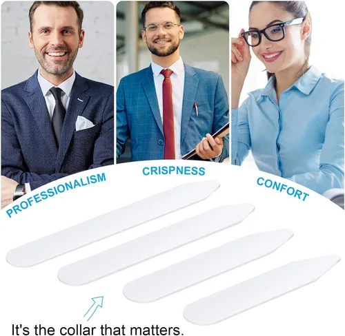 Miniatura 7 de 120 piezas de plástico para camisas de vestir de hombre más gruesas y más resistentes a la flexión, inserciones de cuello invisibles, tamaños 2