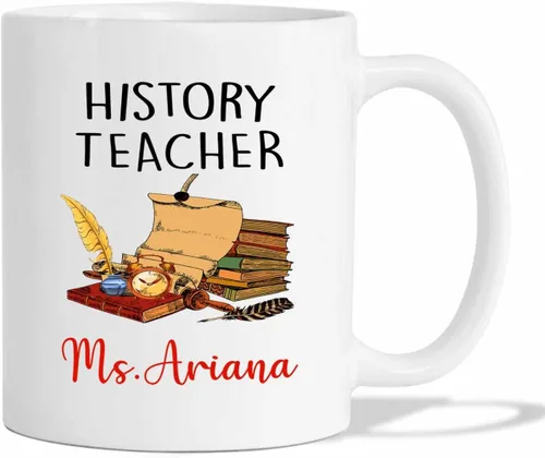 Miniatura 8 de Taza de café personalizada para profesor de arte, taza de café de cerámica para profesores de arte, regalos para graduación, taza de té blanca