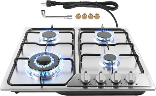 Miniatura 10 de Estufa de gas superior de 4 quemadores de 24 pulgadas, estufa de gas de vidrio incorporada, estufa convertible de gas neutro propano, estufa