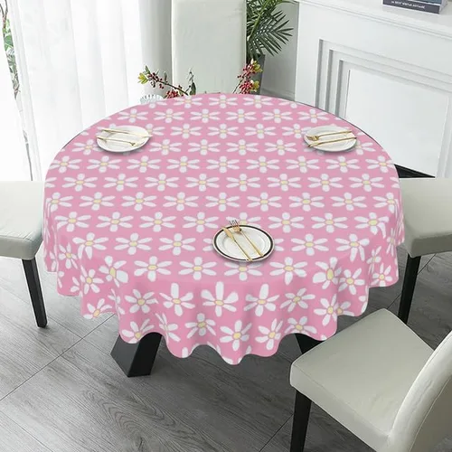 Miniatura 4 de Mantel redondo con diseño de flores, lavable, resistente a las arrugas, para el hogar, cocina, comedor, picnic, campamento, fiesta, vacaciones, 60