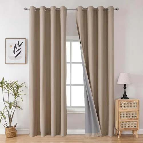 Miniatura 43 de Joydeco - Juego de 2 paneles de cortinas opacas de 63 pulgadas, 2 cortinas largas con aislamiento térmico burg, cortinas de oscurecimiento