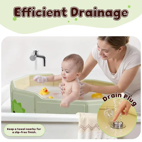 Miniatura 7 de Bañera plegable para bebé, bañera plegable para bebés de 3 a 8 años, bañera portátil de viaje para bebé con base antideslizante, bañera plegable