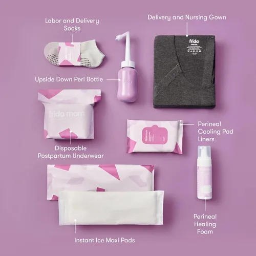 Miniatura 2 de Frida Mom - Juego de regalo de 15 piezas para baby showers y futura mamá, incluye biberón, bata de lactancia, ropa interior desechable, almohadillas