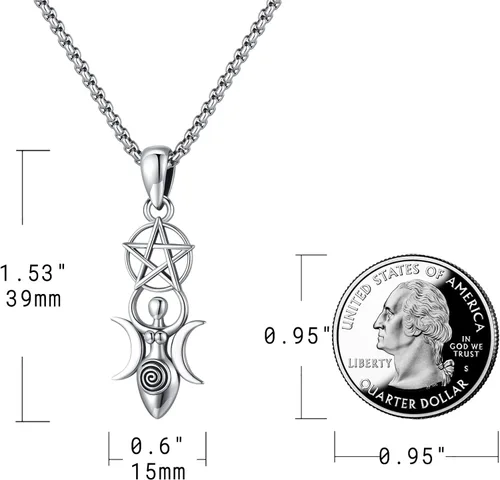Miniatura 2 de Eusense Nudo De Bruja Plata 925 Original Brujas Nudo Collar Lilith Hécate Joyería Tetragrammaton Amuleto De Proteccion Triple Luna Diosa Collar