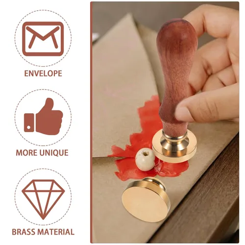 Miniatura 8 de Tofficu 3 cabezales de sello de cera de 0.98 pulgadas de latón redondo de repuesto para invitaciones de boda, sobres, envoltura de regalos