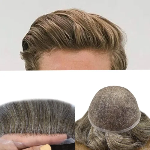 Miniatura 63 de Tupé para hombres cabello humano real sistema de cabello para hombre encaje francés completo 100% cabello humano postizos para hombres pieza de pelo