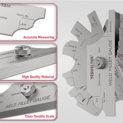 Miniatura 2 de YESWELDER MG-11 Metal Weld Fillet Gages Set (7PCS) 1/8 ''-1 '' Prueba de inspección de soldadura Ulnar MM y pulgadas