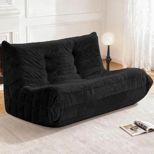Miniatura 30 de Puf para adultos, silla puf grande, sillón con relleno de espuma viscoelástica para el hogar, apartamento o sala de juegos, gris afelpado Felpa gris