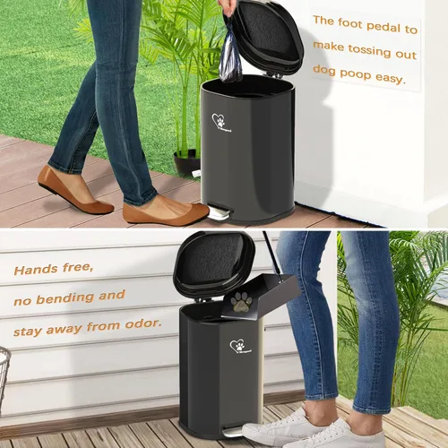 Miniatura 3 de Basurero para Excremento de Perro para Exteriores, 18L/4.76 Gal Contenedor de Residuos Portátil con Tapa y Control de Olores Interior Extraíble