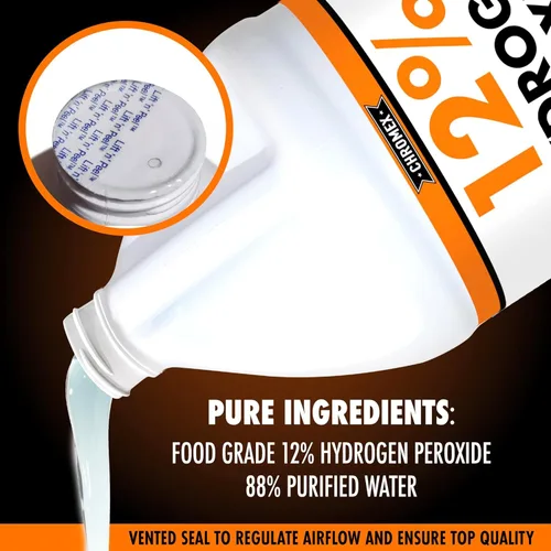 Miniatura 3 de Peróxido de hidrógeno 12% grado alimenticio, solución concentrada de potencia 4X, usos versátiles que incluyen cuidado tópico, hogar, cocina
