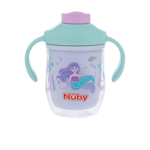 Miniatura 7 de Nuby Vaso aislado 2 en 1 para niños pequeños con popote con peso de 360° y boquilla dura, 7 onzas, resistente a fugas con asas de fácil agarre, más