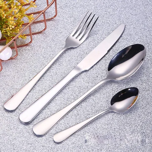 Miniatura 12 de 4pcs Set Cutlery Dinnerware 304 Stainless Steel Flatware Set Tableware Dinner Spoon Fork Knife Flatware Serving Sets (Black)