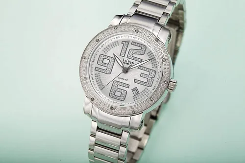 Miniatura 6 de Burgi BUR091 - Reloj de pulsera de acero inoxidable con esfera de diamantes para mujer