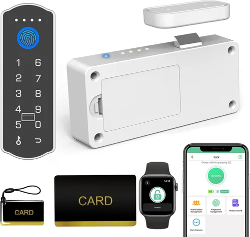 Miniatura 17 de eLinkSmart - Cerradura de gabinete oculta para cajón con tarjeta RFID NFC para niños, puerta de armario de seguridad, cocina, despensa, muebles