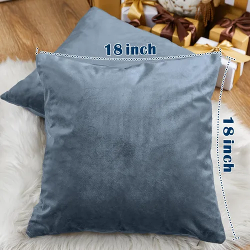 Miniatura 2 de Lazzzy Paquete de 2 fundas de almohada de terciopelo decorativas para sofá, cama, sofá, silla, funda de cojín azul suave, funda de almohada cuadrada