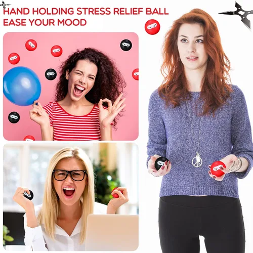 Miniatura 5 de 20 bolas ninja para aliviar el estrés, bolas sensoriales para el estrés a granel para niños y adultos, juguete de poliuretano elástico suave