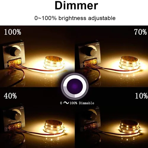 Miniatura 5 de Paquete de 2 interruptores de atenuación LED DC 12-24V 30A PWM Controlador de atenuación de brillo continuo para tira LED de un solo color 5050/3528
