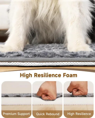 Miniatura 2 de Cama para perros pequeños para jaula de espuma de alta resistencia para perros medianos, lavable, antideslizante, 23 x 17 pulgadas, gris oscuro