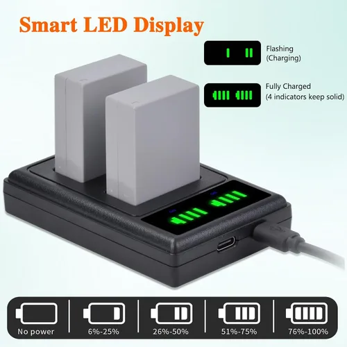 Miniatura 4 de Pickle Power Batería NB-10L Paquete de 2 y cargador dual LED para cámara digital Canon PowerShot G15, G16, G1X, G3X, SX40 HS, SX40HS, SX50 HS, SX60